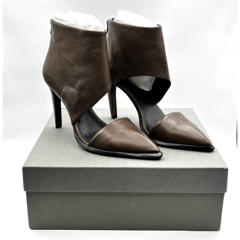 Allsaints THEO Pumps Women 9 Dark Khaki Leather High Heel Shoes